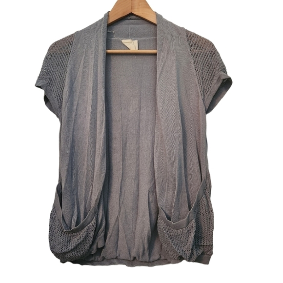 Andrea Jovine  blue opened front mesh knitted cardigan sweater - Picture 1 of 8